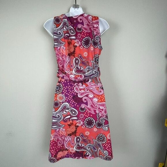 prAna Sleeveless Paisley Print Dress Size M Surplice Neckline & Hidden Pocket - Picture 6 of 8
